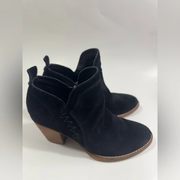 Sam Edelman Women’s Size 6 Black Suede ‘Mathia’ Stacked Heel Side Zip Ankle Boot - Picture 9 of 12